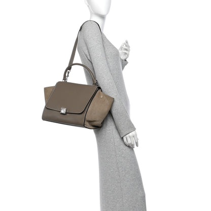 Celine Drummed Calfskin Suede Medium Trapeze Souris 2 of 11