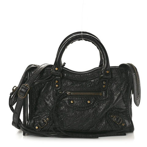 Agneau Classic Gold Hardware Nano City Black