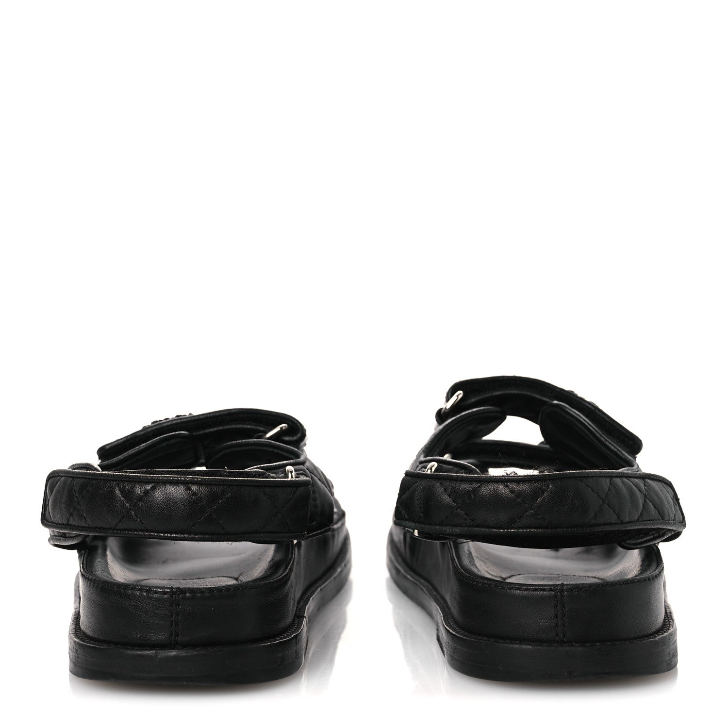 Chanel Lambskin Quilted Velcro Dad Sandals 38.5 So Black 6 of 15