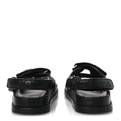 Chanel Lambskin Quilted Velcro Dad Sandals 38.5 So Black 6 of 15
