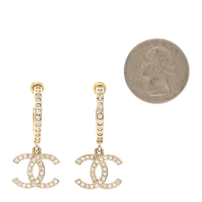Chanel Crystal Lock Symbols CC Hoop Drop Earrings Gold 2 of 4