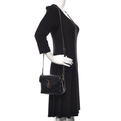 Saint Laurent Calfskin Y Quilted Monogram Toy Loulou Crossbody Bag Black 2 of 12
