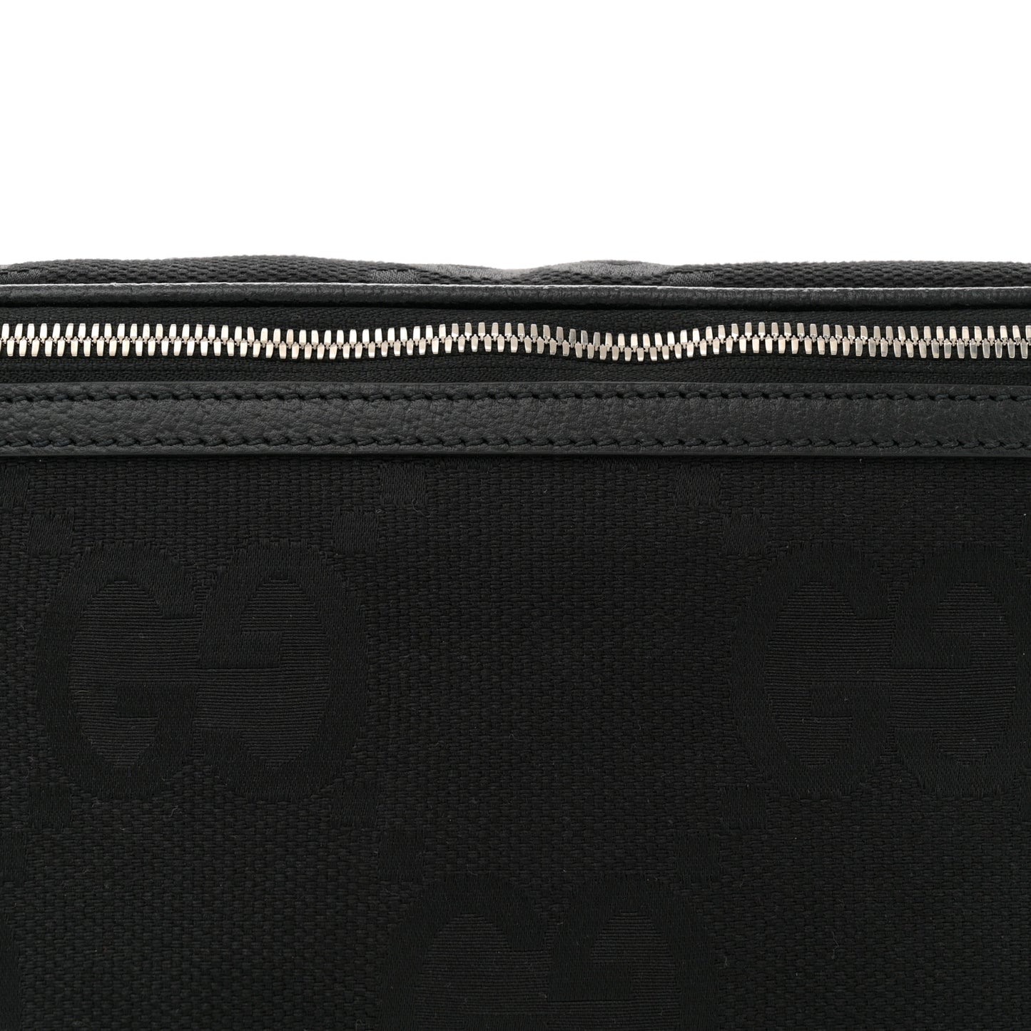 Monogram Jumbo GG Textured Dollar Calfskin Web Belt Bag Black