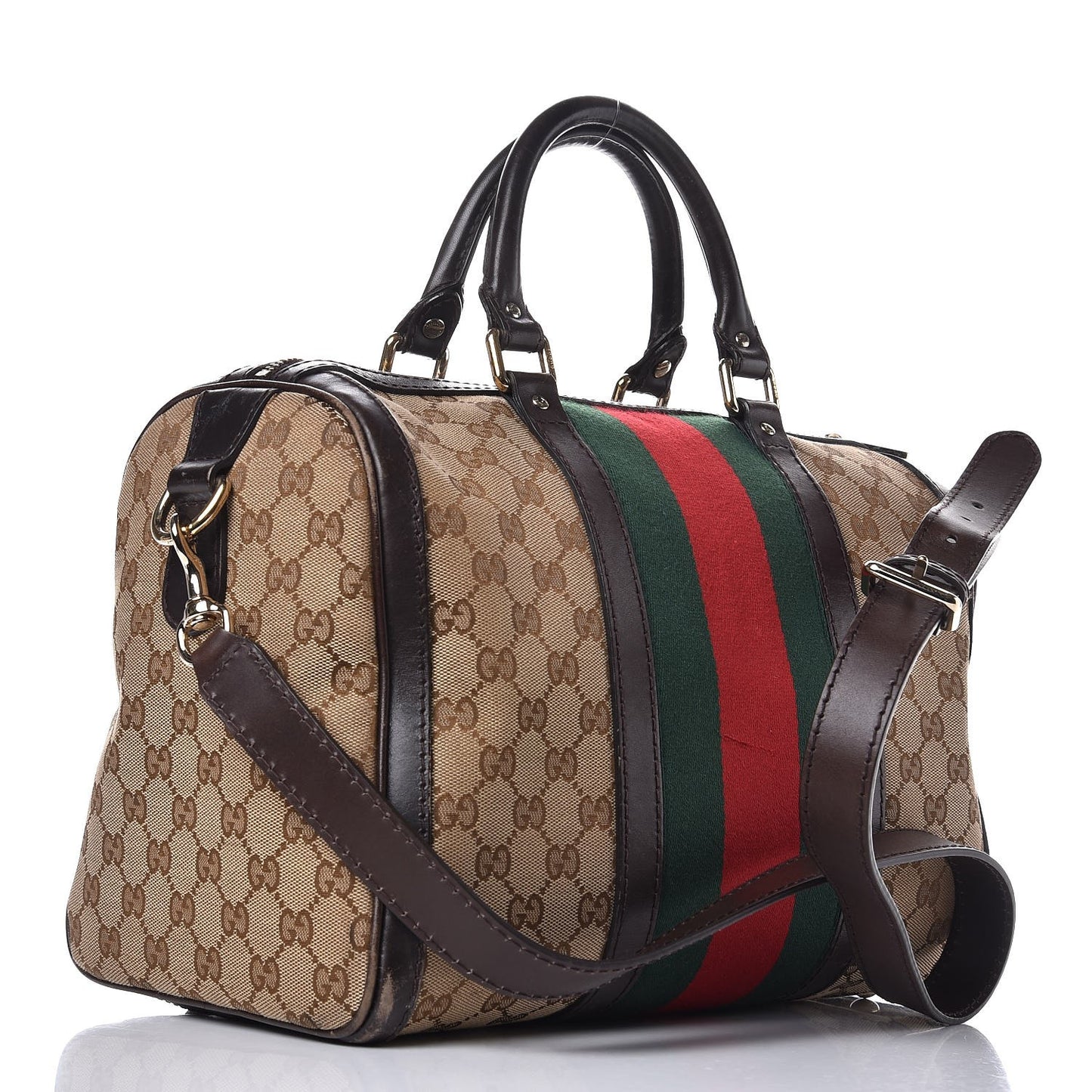 Monogram Vintage Web Medium Boston Dark Brown
