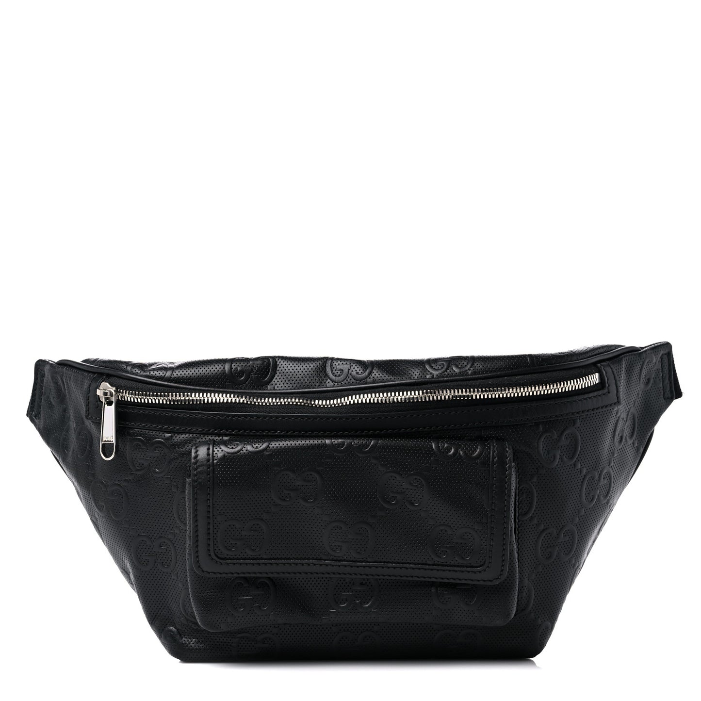Calfskin GG Tennis Embossed Pocket Belt Bag Black