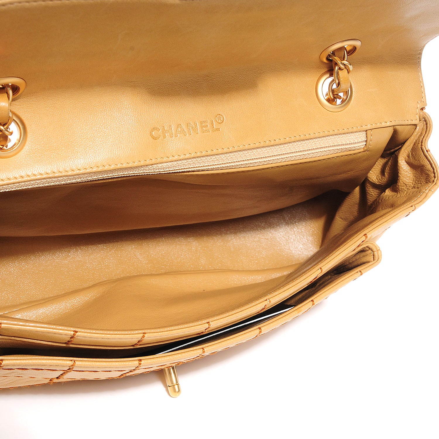 Chanel Lambskin Square Stitched Medium Single Flap Beige 7 of 7
