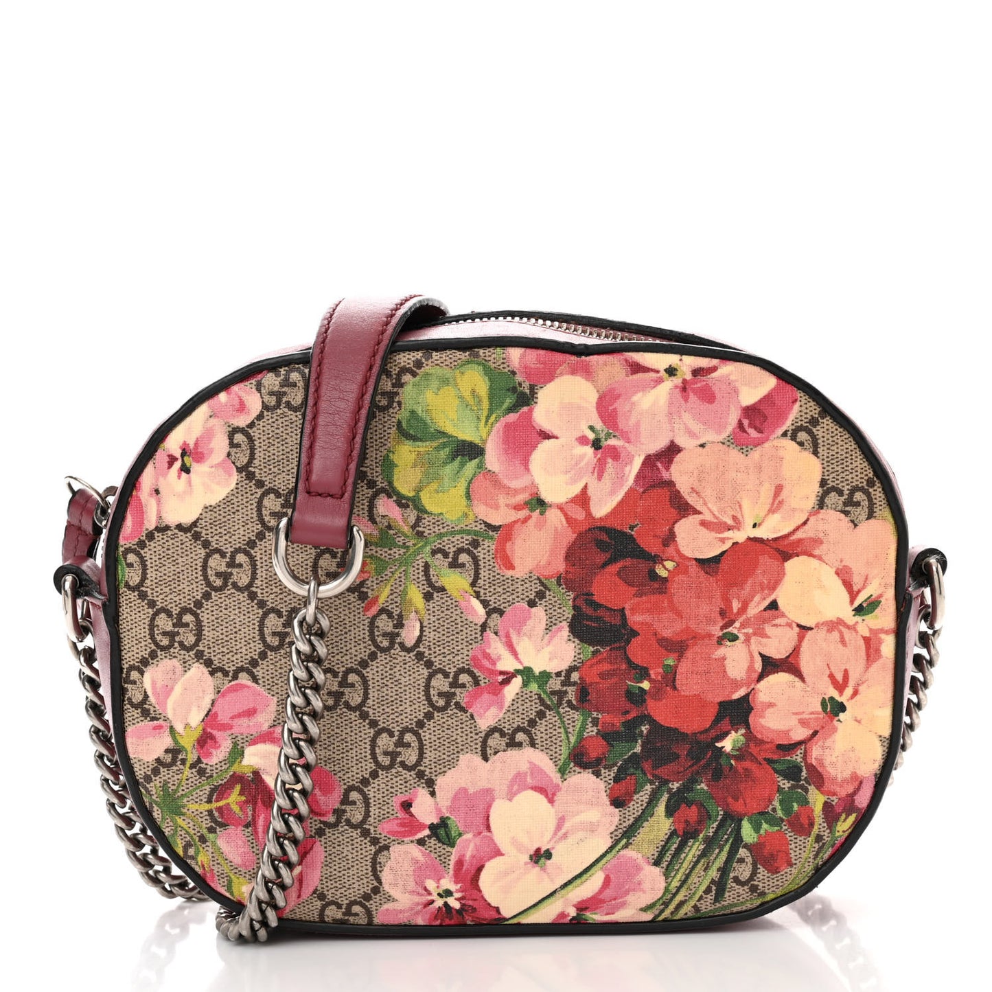 GG Supreme Monogram Blooms Mini Chain Shoulder Bag Beige Multicolor Dry Rose