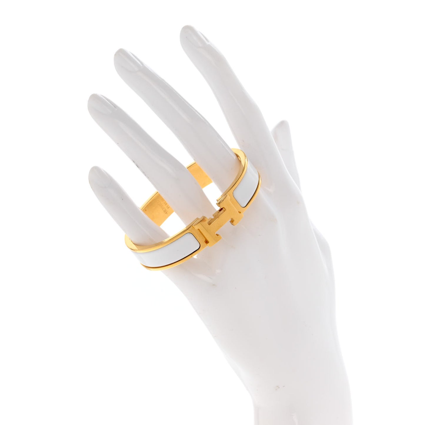 Enamel Narrow Clic Clac H Bracelet GM White