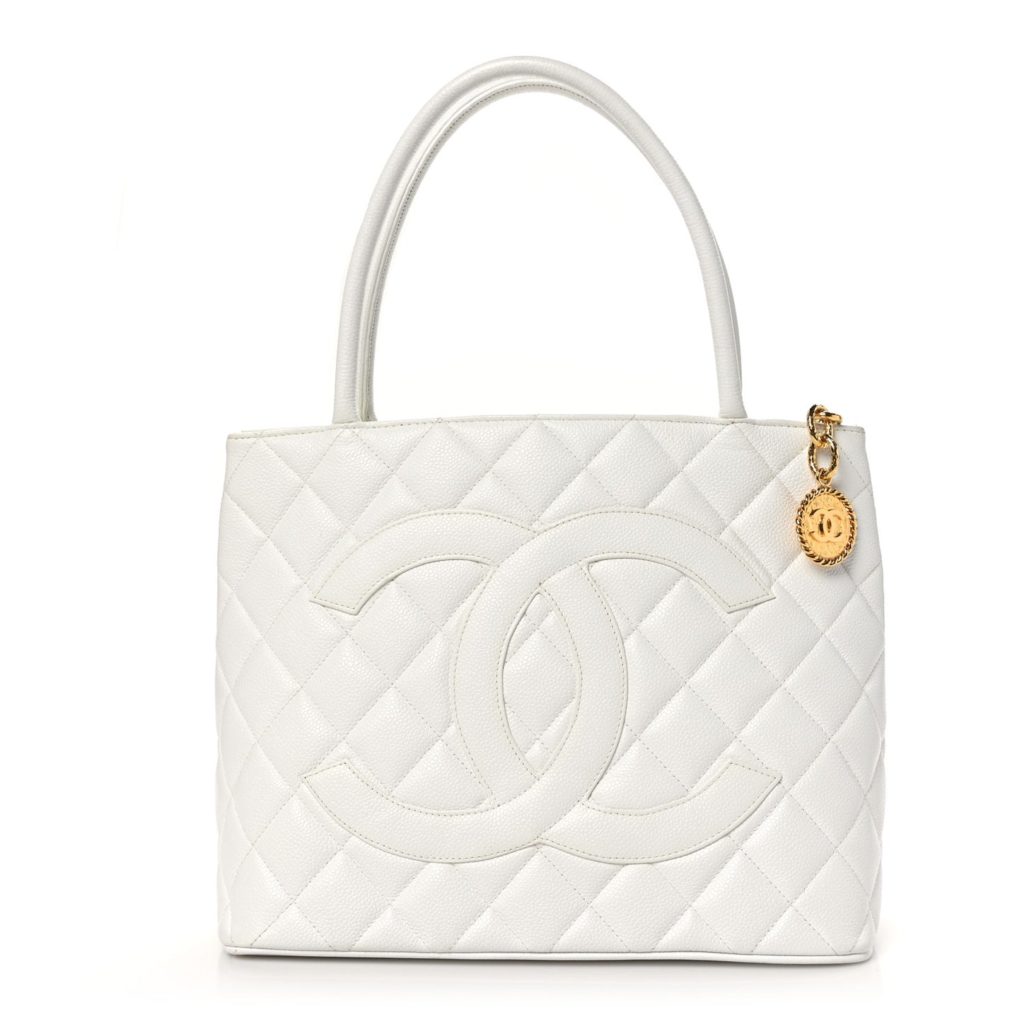 Caviar Quilted Medallion Tote White