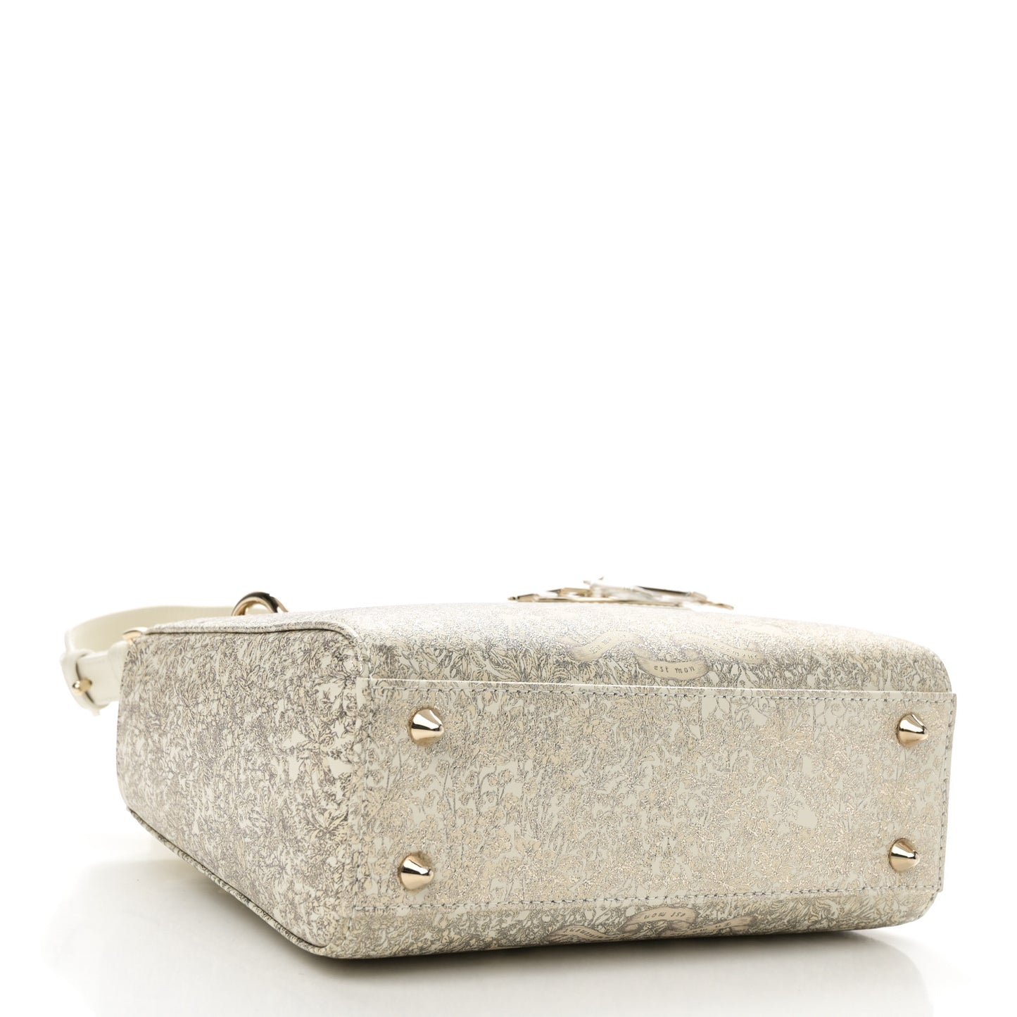 Calfskin Around The World Printed Small My ABCDior Lady Dior White Gold