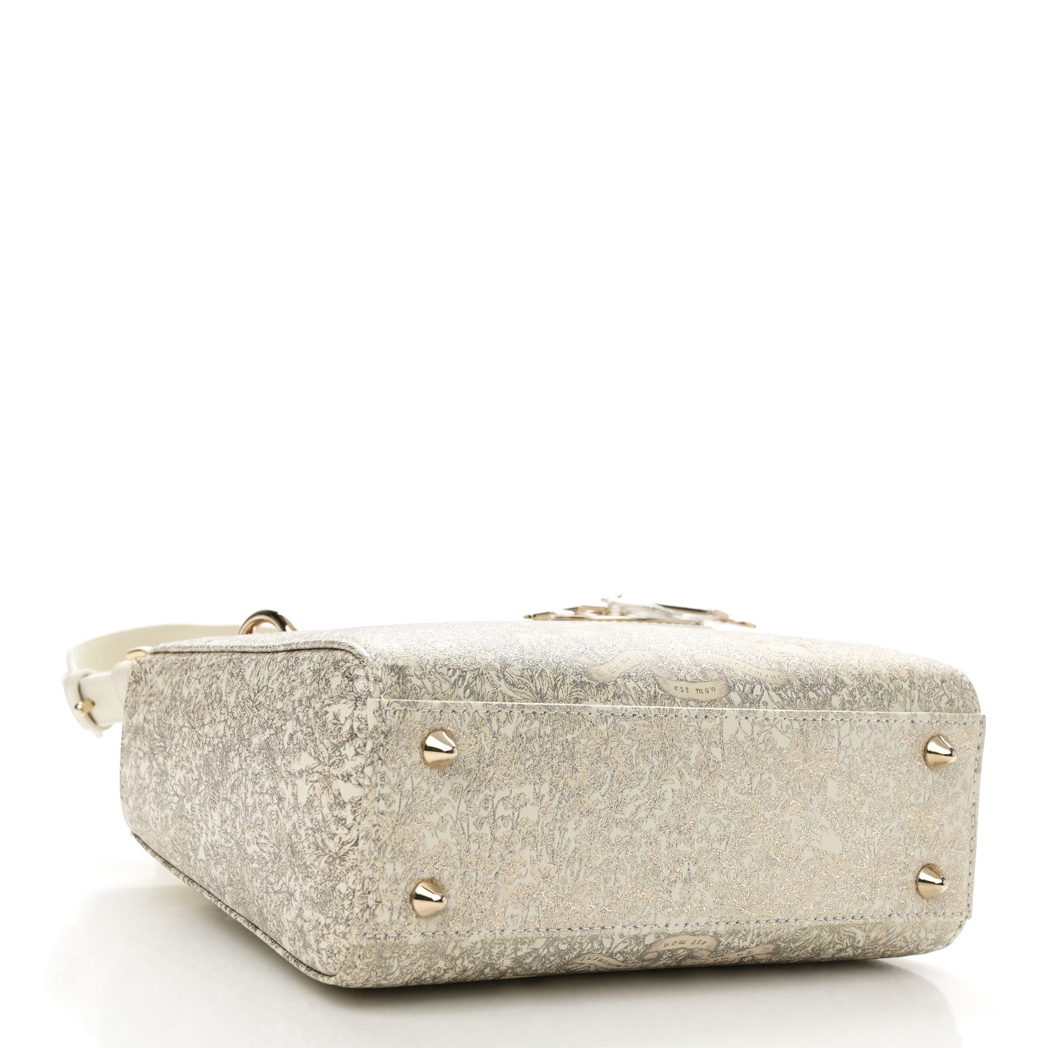 Christian Dior Calfskin Around The World Printed Small My ABCDior Lady Dior White Gold 4 of 9