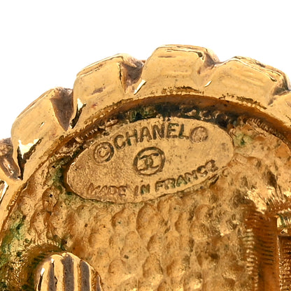 Chanel CC Hammered Medallion Clip On Earrings Gold 4 of 5