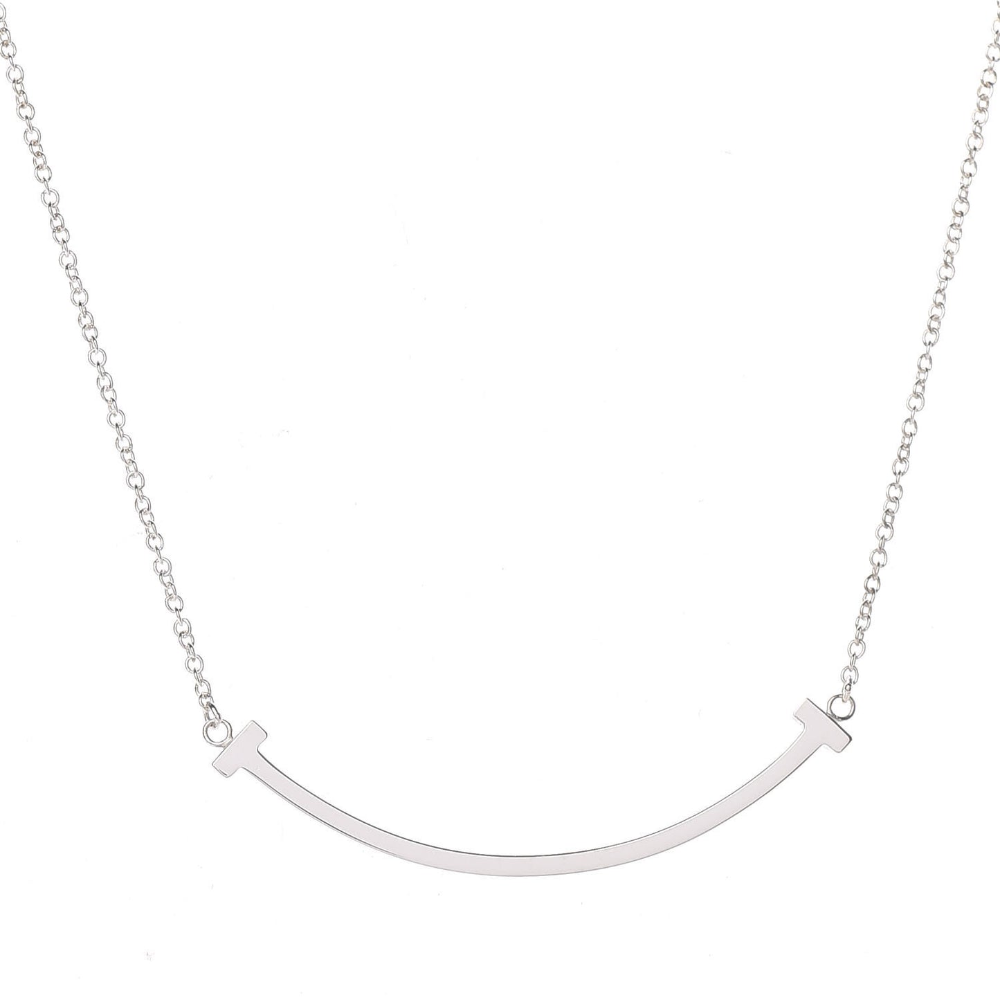 Sterling Silver Small T Smile Pendant Necklace