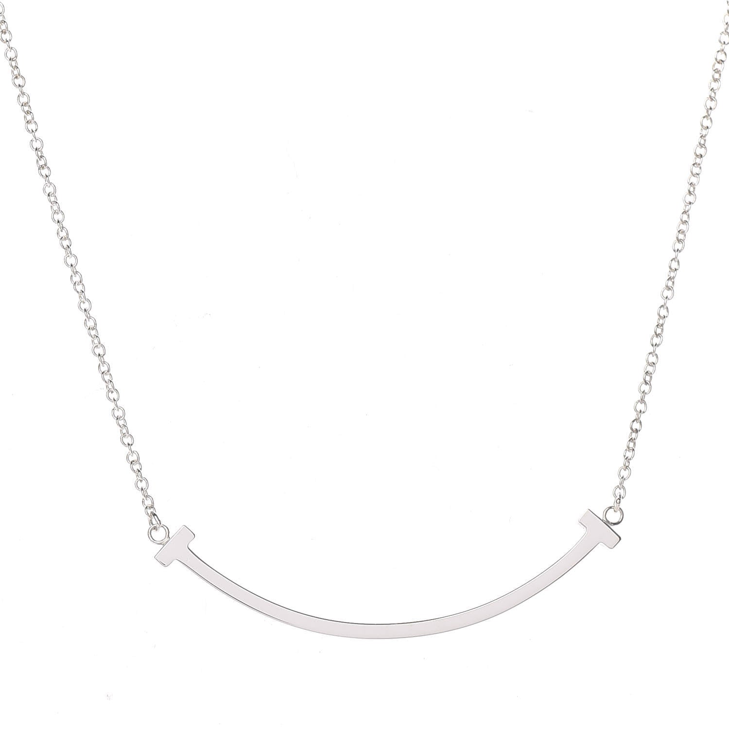 Tiffany Sterling Silver Small T Smile Pendant Necklace 4 of 6
