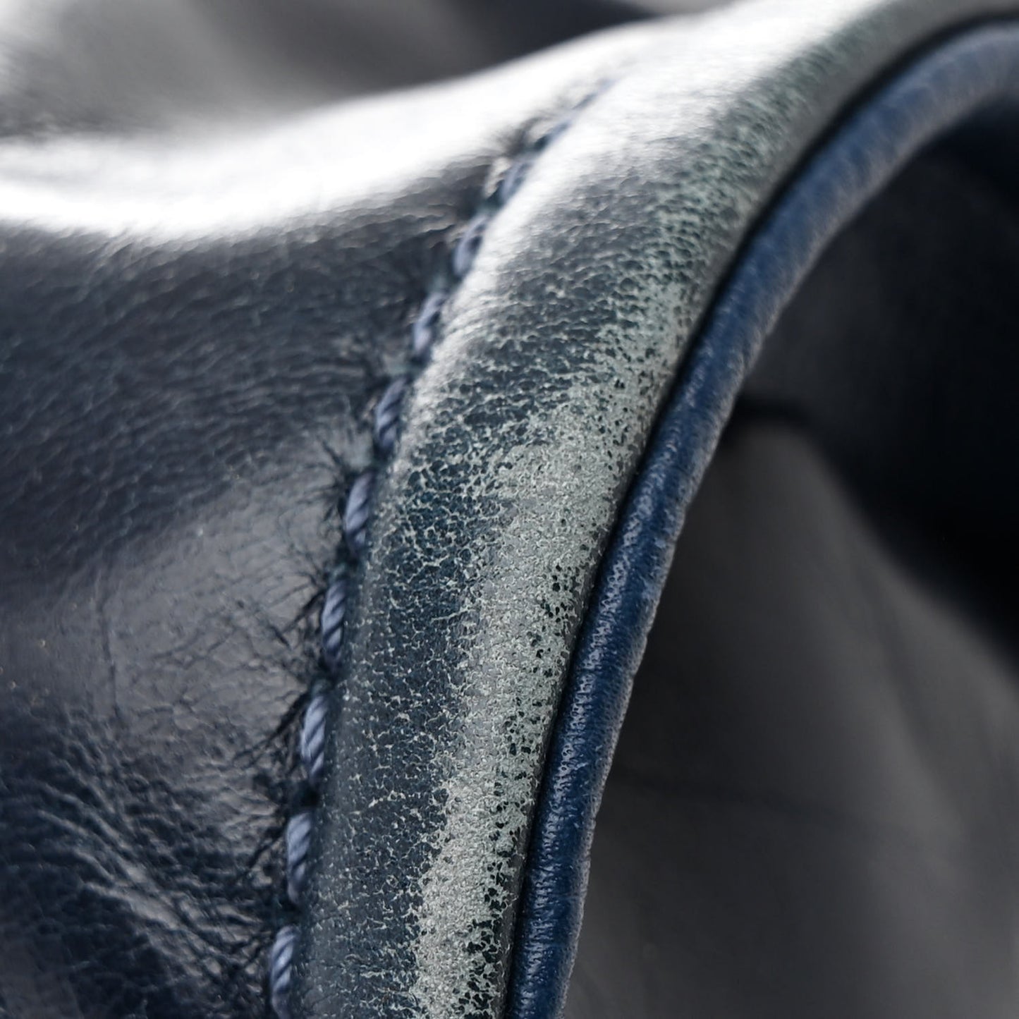 Glazed Calfskin Large Deauville Tote Blue