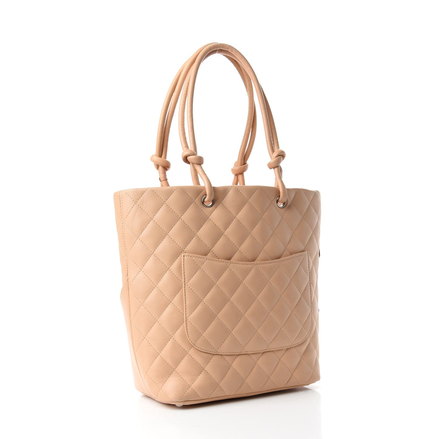 Calfskin Quilted Medium Cambon Tote Beige