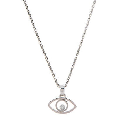 Chopard 18K White Gold Diamond Good Luck Charms Evil Eye Pendant Necklace 3 of 7