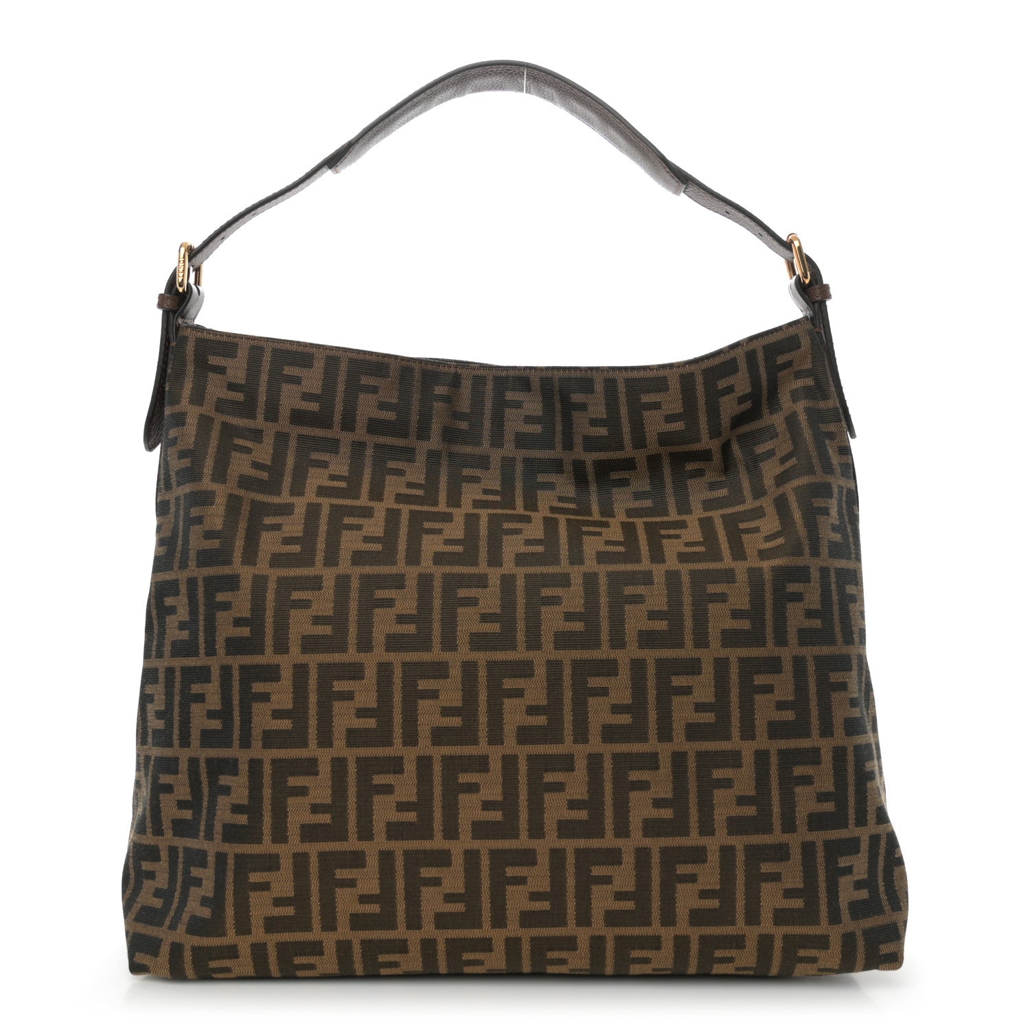 Fendi Zucca Vitello Artic Large Hobo Tobacco Castagna 1 of 10