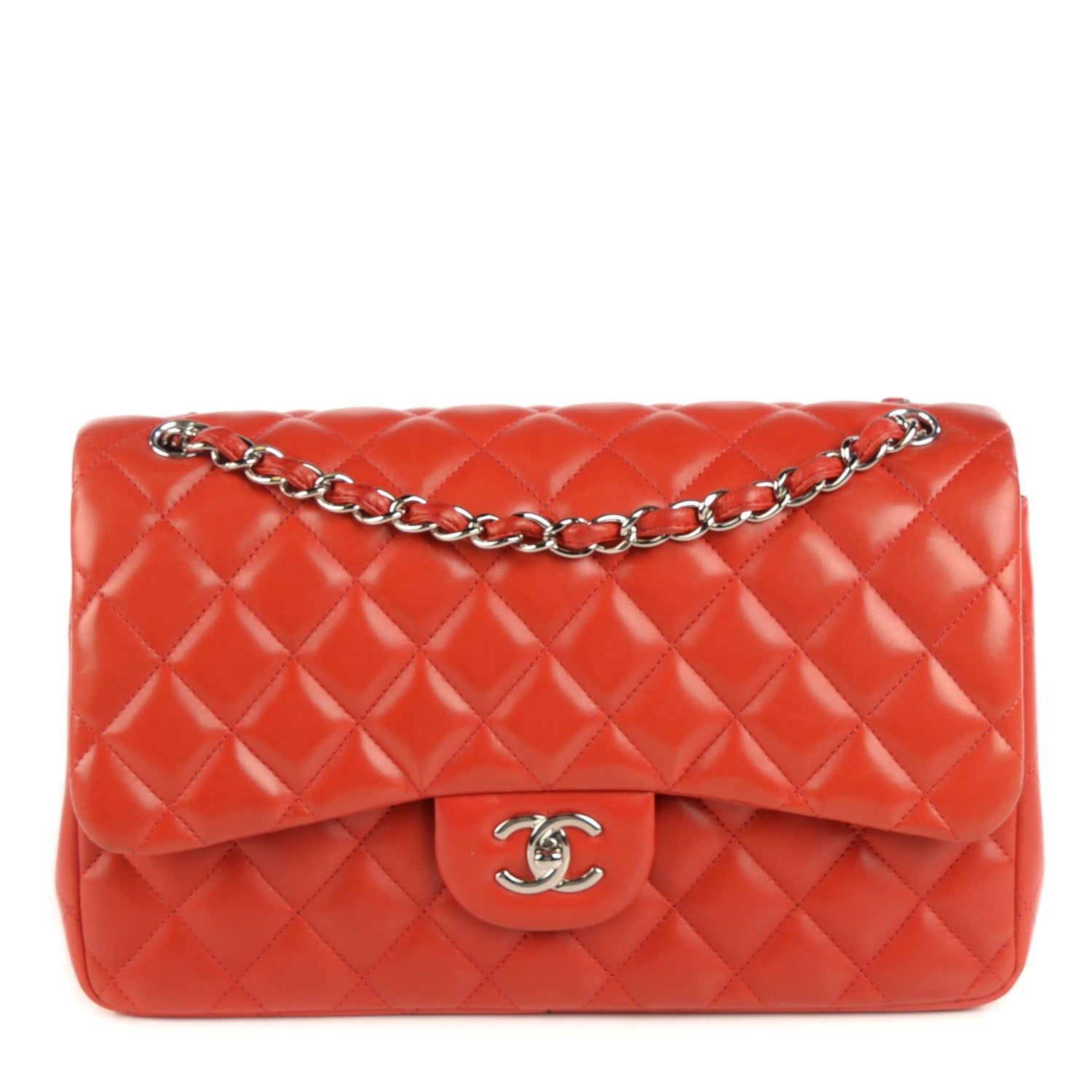 Chanel Lambskin Quilted Jumbo Double Flap Red 1 of 10
