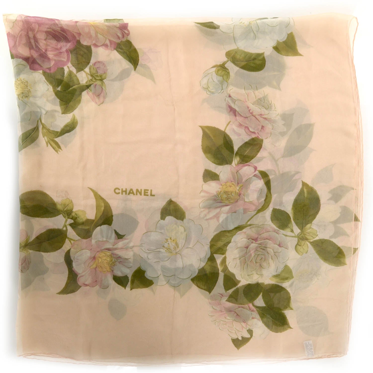 Chanel Silk Chiffon Camellia Scarf Pink 2 of 8