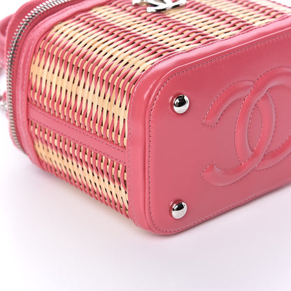 Chanel Calfskin Raffia Small Take Away Vanity Case Bag Pink Beige 8 of 12