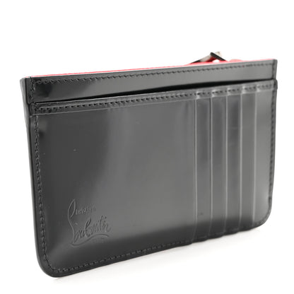Christian Louboutin Calfskin Abrasivato Loubi54 Zipped Card Holder Black GunMetal 3 of 8