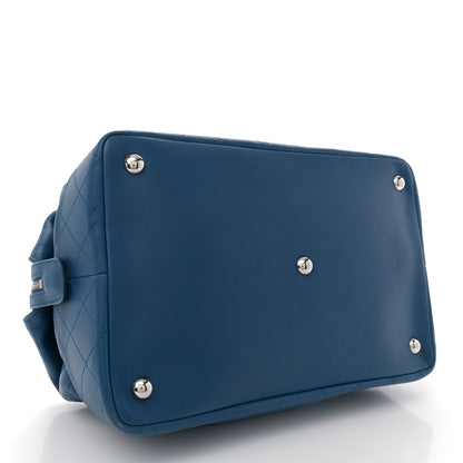 Chanel Calfskin Stitched Large Bowling Bag Blue 4 of 11
