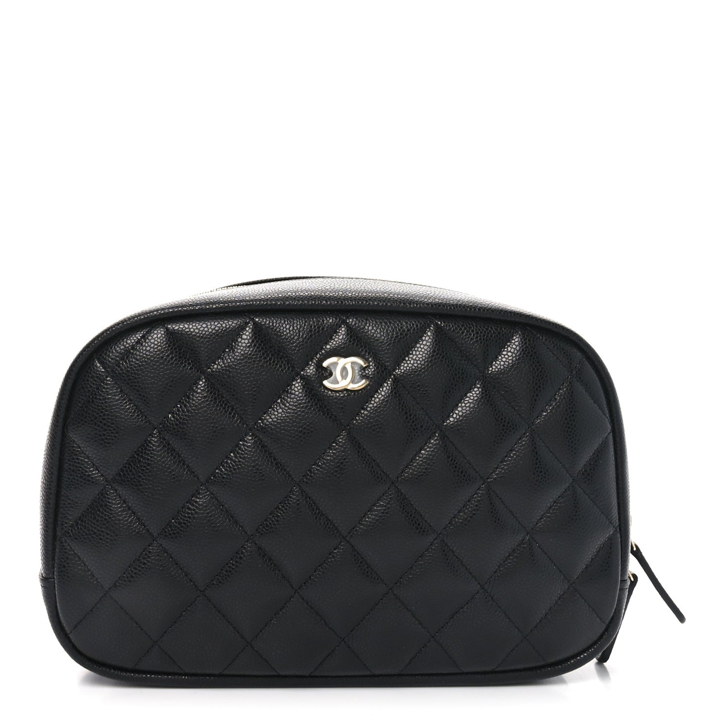 Caviar Quilted Medium Curvy Pouch Cosmetic Case Black