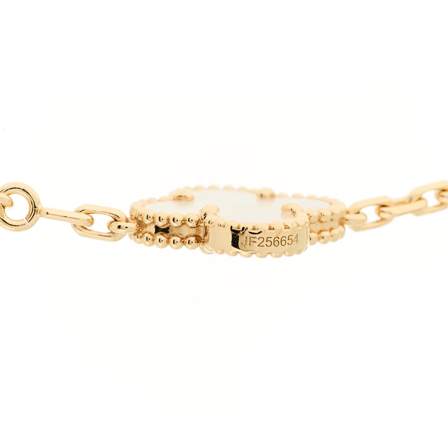 18K Yellow Gold Mother of Pearl 10 Motifs Vintage Alhambra Necklace