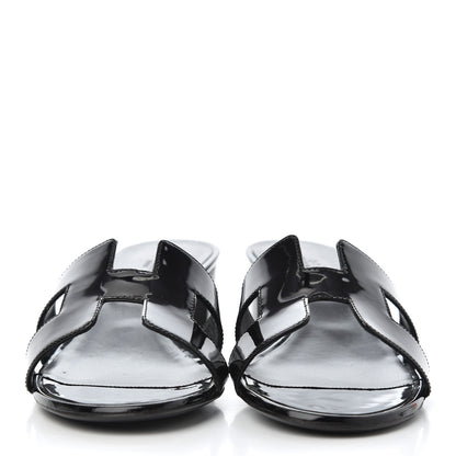 Hermes Patent Oasis Sandals 40 Black 2 of 11