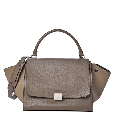 Celine Drummed Calfskin Medium Trapeze Souris 1 of 16