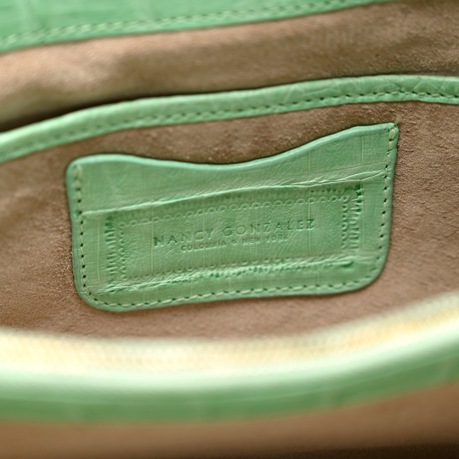 Nancy Gonzalez Crocodile Foldover Clutch Seafoam 6 of 8