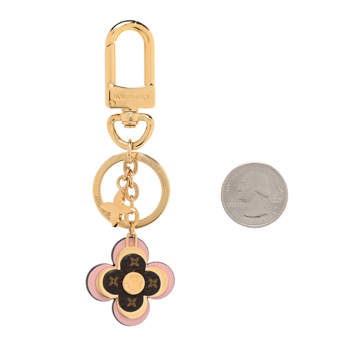 Monogram Blooming Flowers BB Bag Charm Key Holder Pink