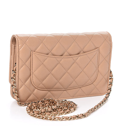 Chanel Caviar Quilted Wallet On Chain WOC Beige 3 of 12