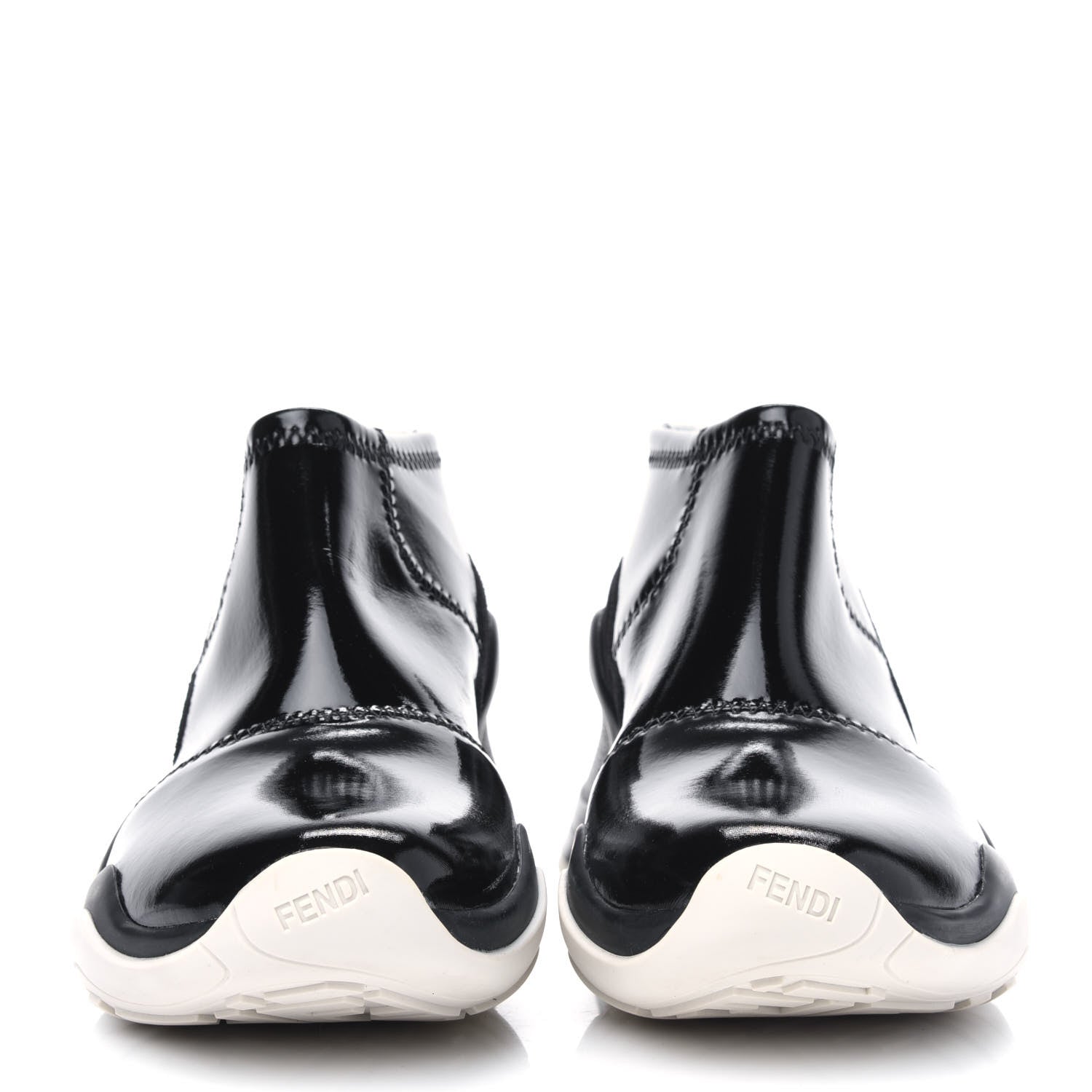 Fendi Vernice High-Tech Womens FFluid Zip Up Sneakers 40 Black White 2 of 15