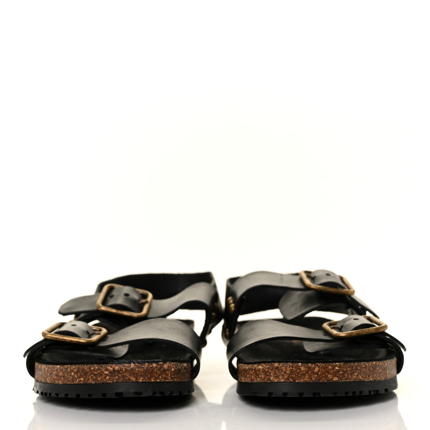 Calfskin Jam Slingback Flat Sandals 36.5 Black