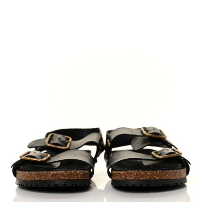 Saint Laurent Calfskin Jam Slingback Flat Sandals 36.5 Black 2 of 8