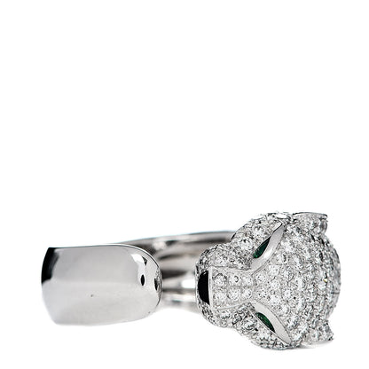 Cartier 18K White Gold Diamond Black Onyx Emerald Panthere De Cartier Ring 54 7 3 of 7