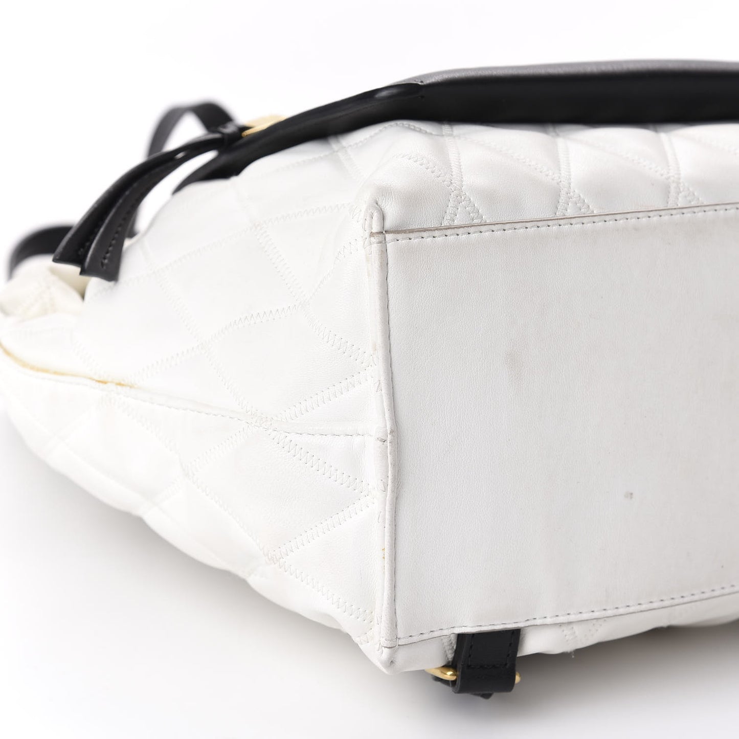 Rubberized Canvas Quilted Duo Backpack White