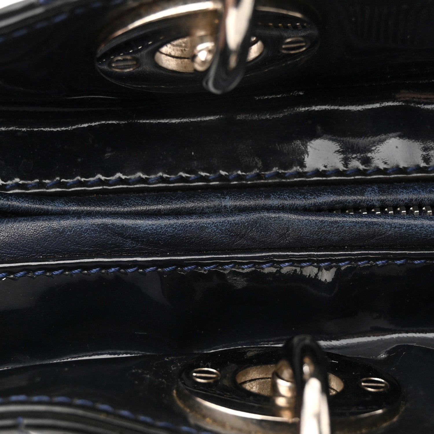 Christian Dior Patent Cannage Large Lady Dior Navy Blue 13 of 17