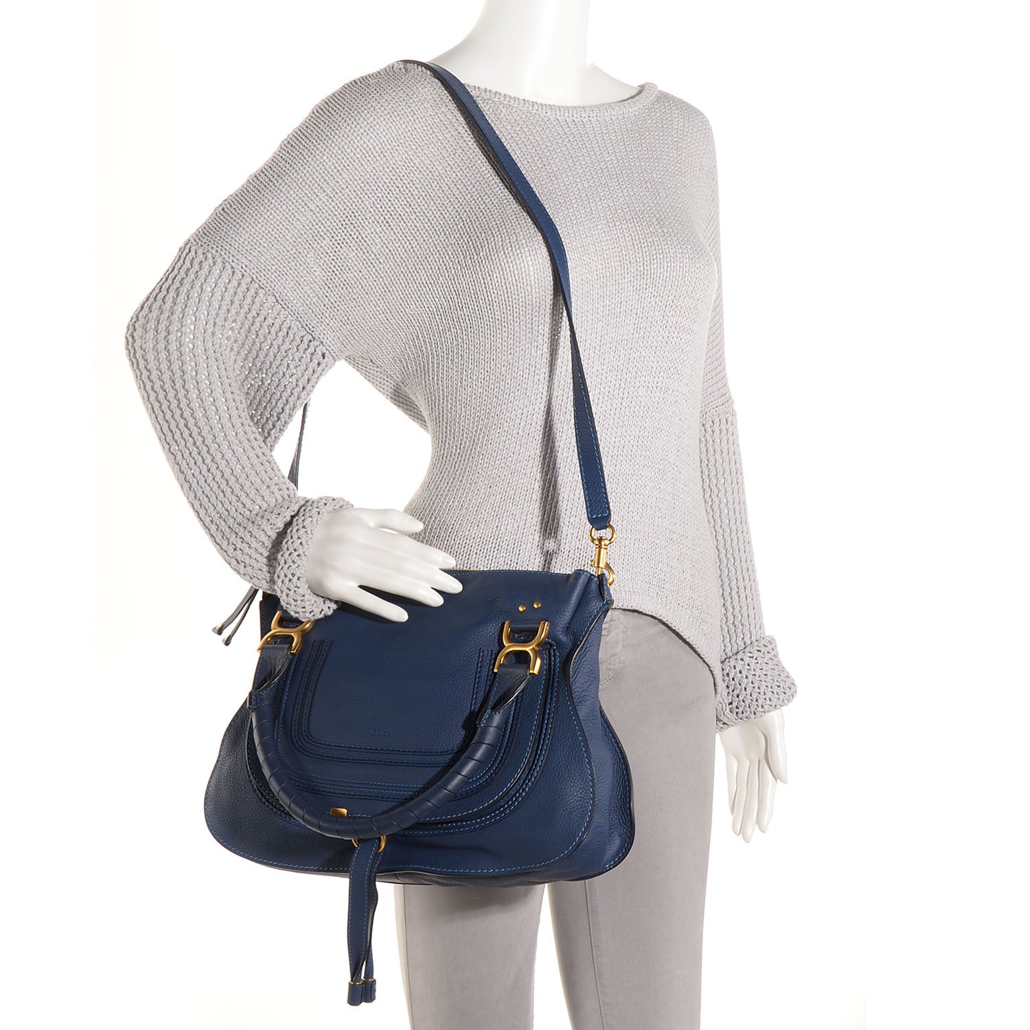 Chloe Calfskin Medium Marcie Satchel Scuba Blue 2 of 10