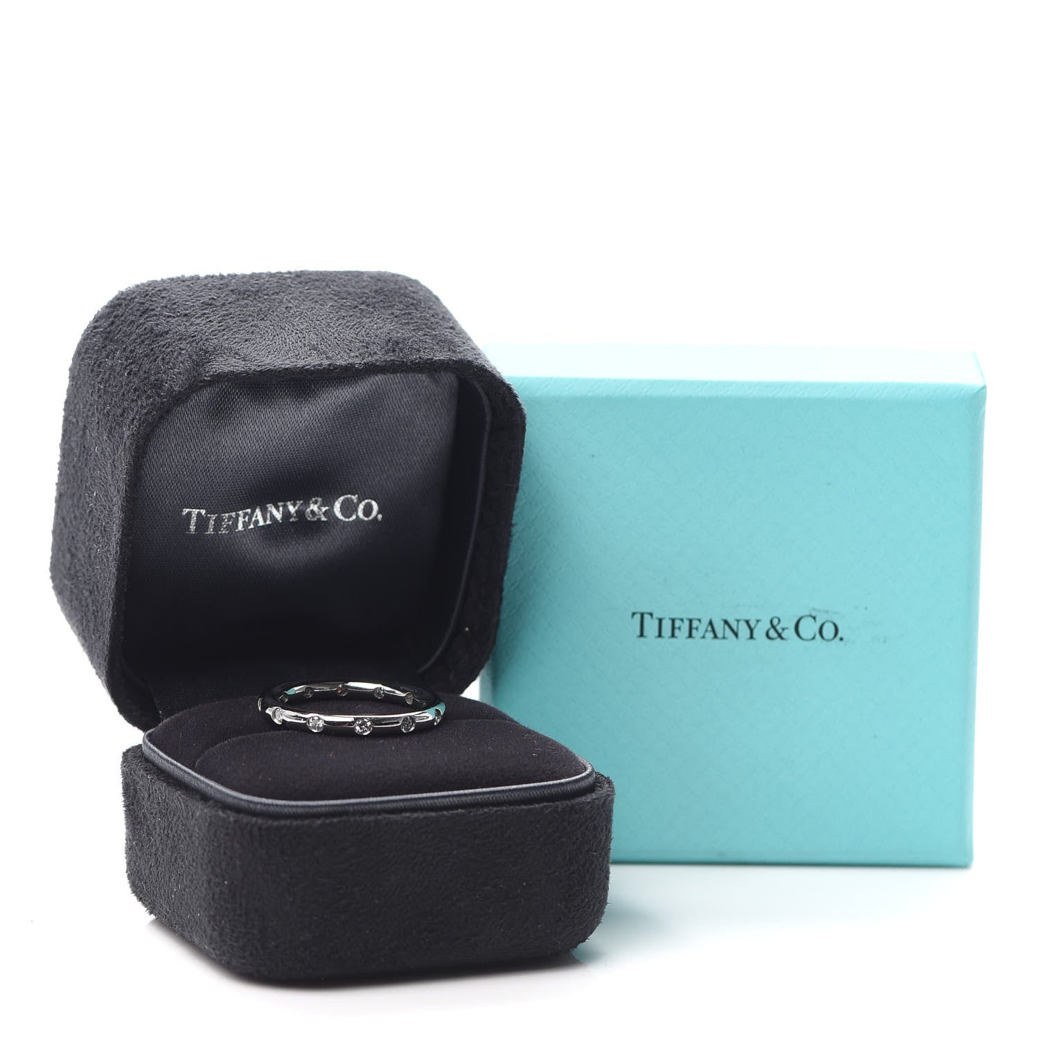 Tiffany Platinum Diamond Bezet Band Ring 53 6.5 5 of 5