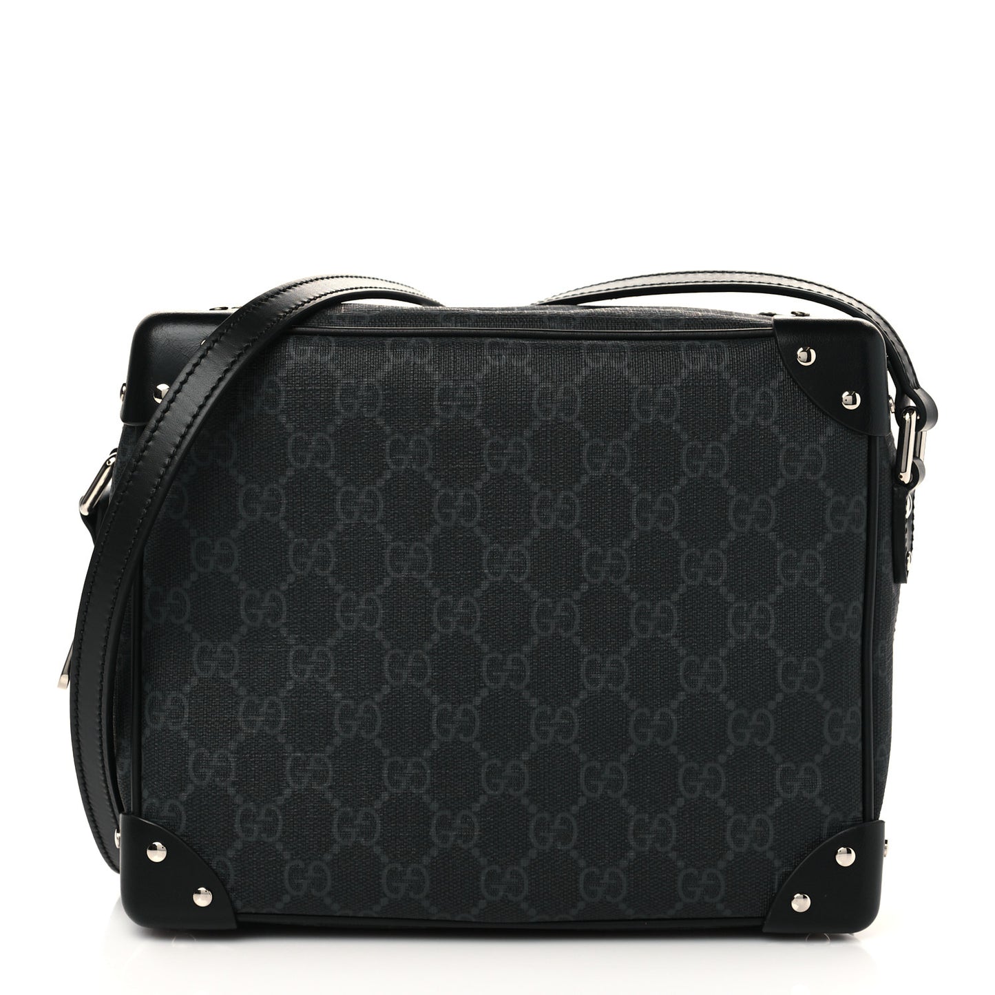 GG Supreme Monogram Selleria Calfskin Square Messenger Bag Black