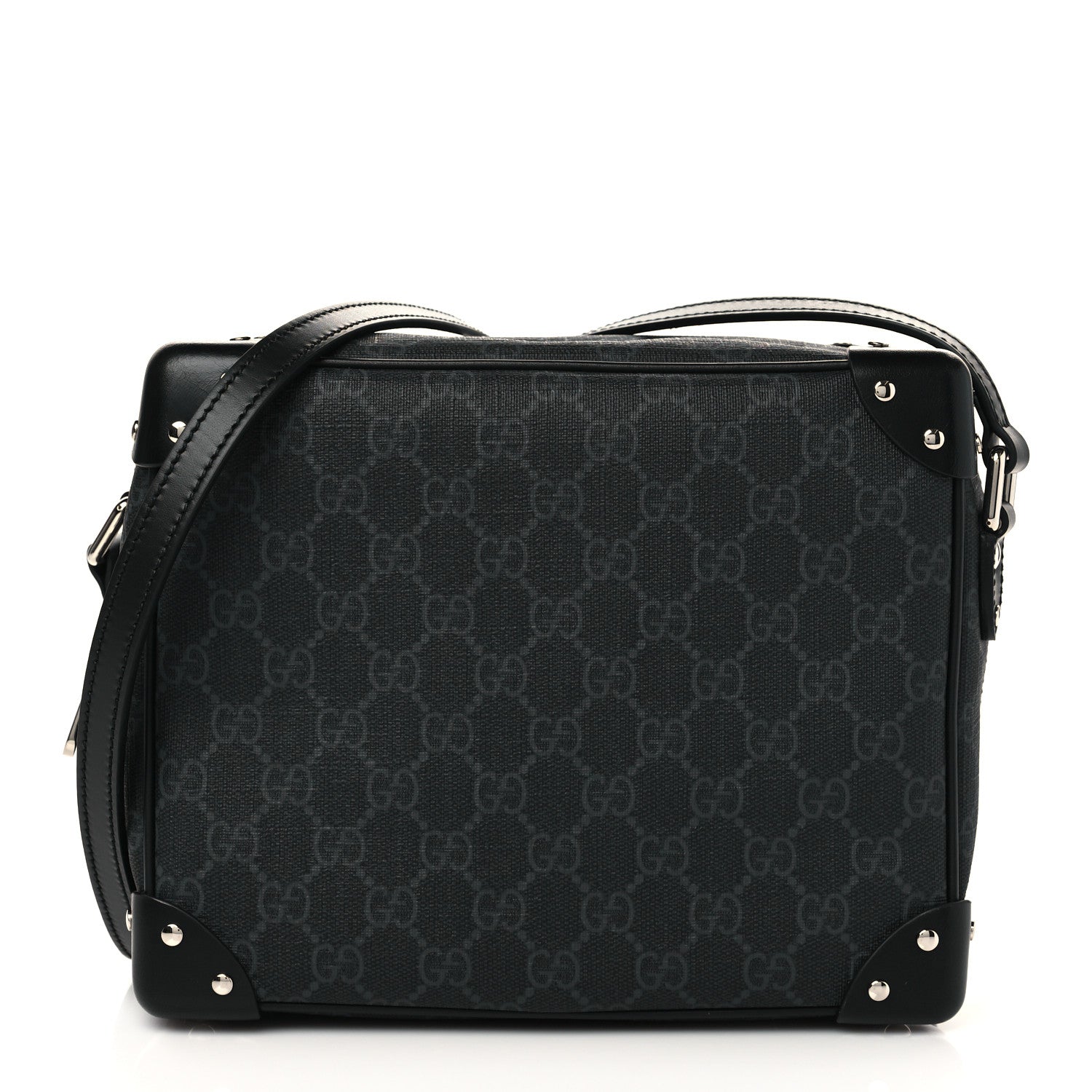 Gucci GG Supreme Monogram Selleria Calfskin Square Messenger Bag Black 1 of 7