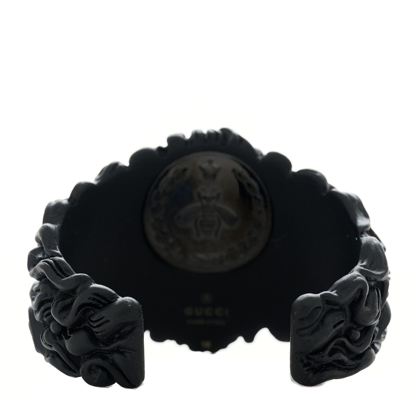 Metal Pearl Lion Head Cuff Bracelet Black