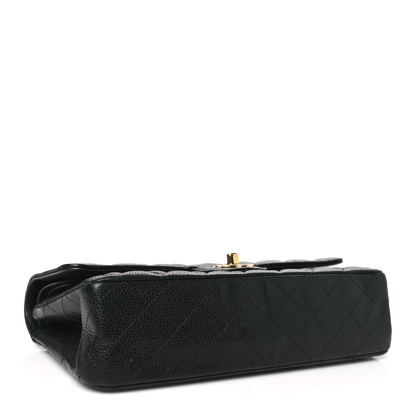 Caviar Quilted Medium Double Flap Black