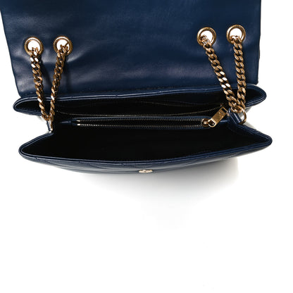 Saint Laurent Calfskin Y Quilted Monogram Medium Loulou Chain Satchel Deep Marine 4 of 13
