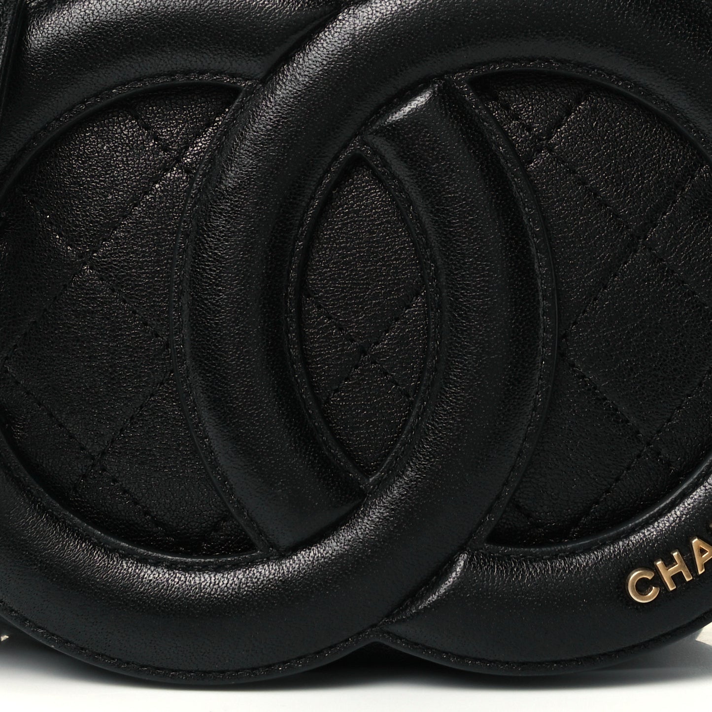 Lambskin Quilted Coco Midnight Camera Case Black