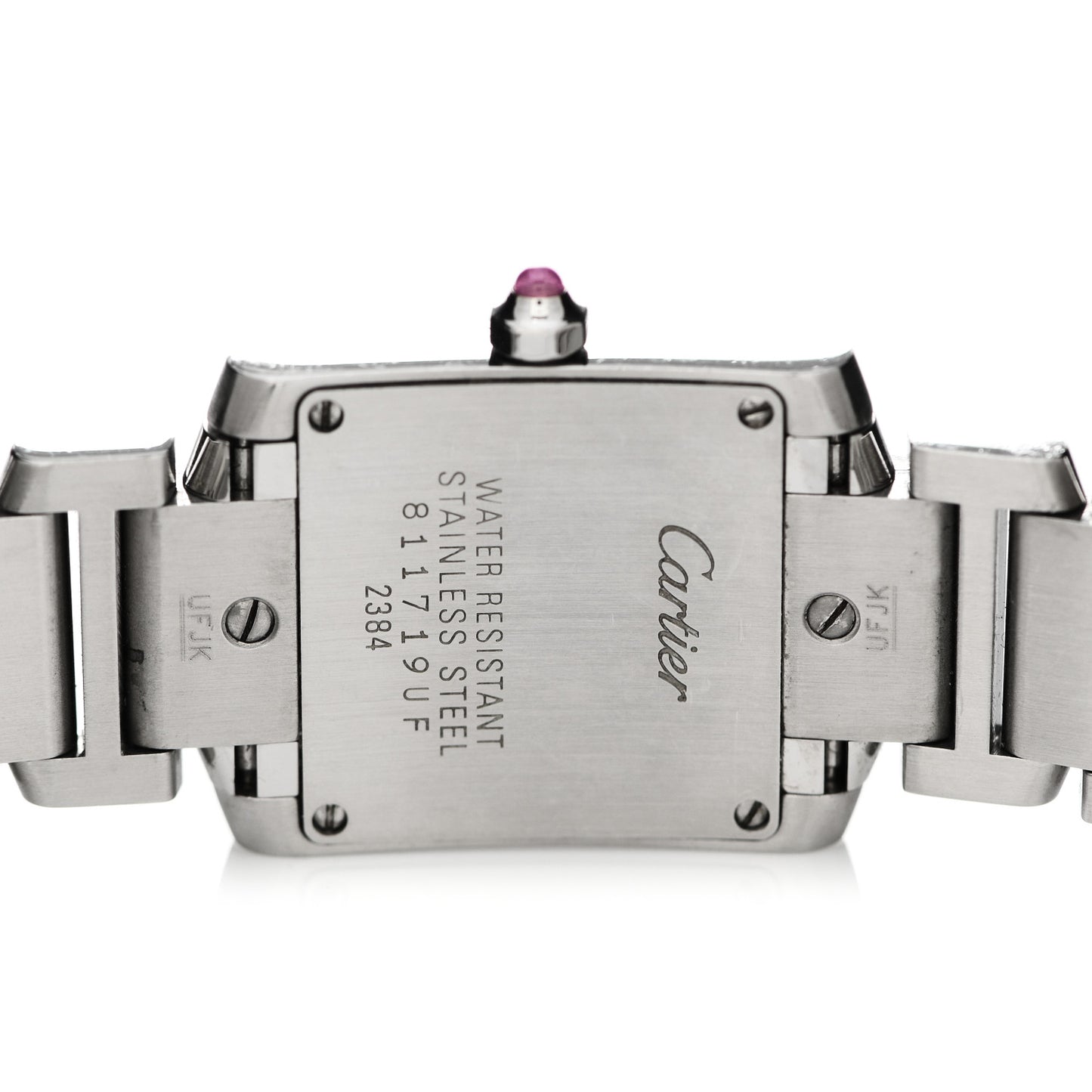 Stainless Steel Pink Mother of Pearl 20mm Tank Francaise Quartz Watch