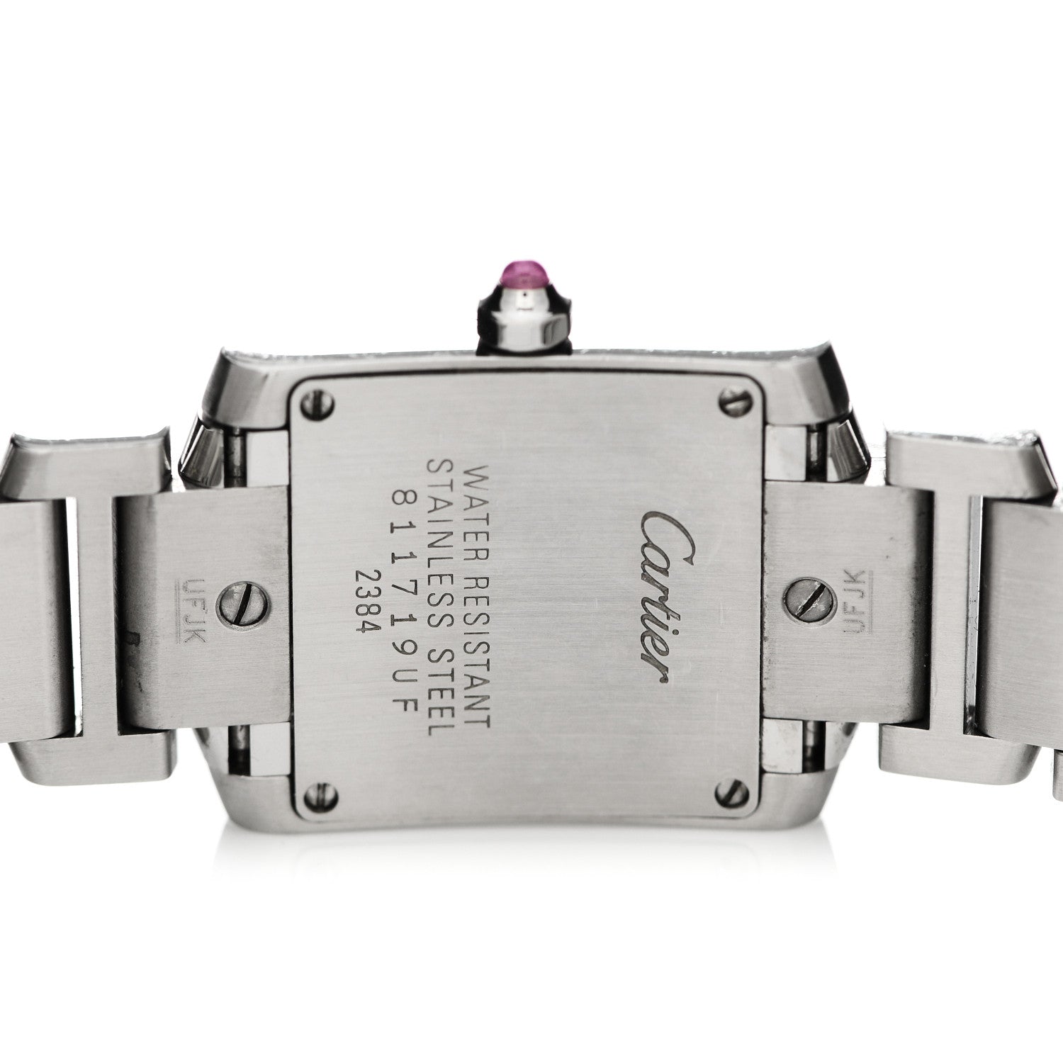 Cartier Stainless Steel Pink Mother of Pearl 20mm Tank Francaise Quartz Watch 4 of 5